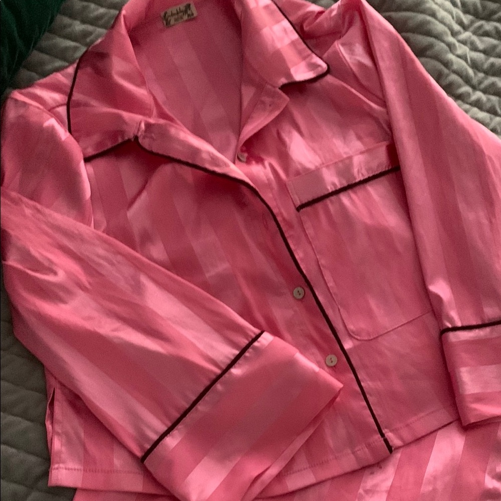 Pink Satin Pajama Set